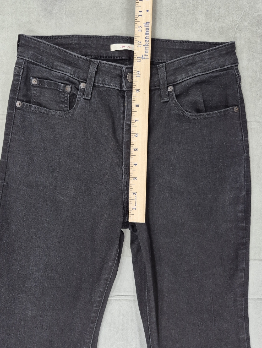 Levi's 726 flare jeans women's 29 black high rise stretch - Picture 3 of 11